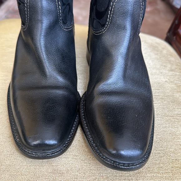 Coach ROCHELLE Pull on Signature Canvas Leather Black Riding Boots - Picture 8 of 16